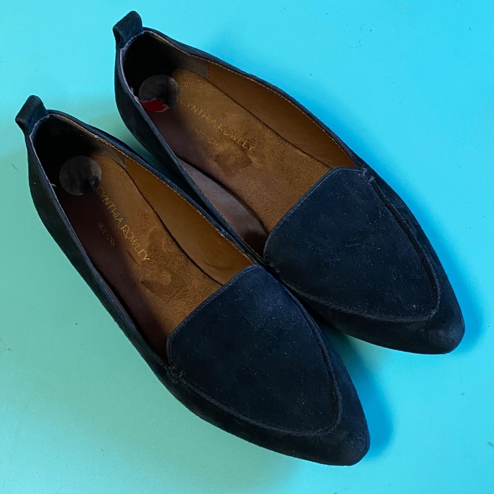 Cynthia Rowley Black Suede 6M Pointed Ballet Flats Quiet Luxury